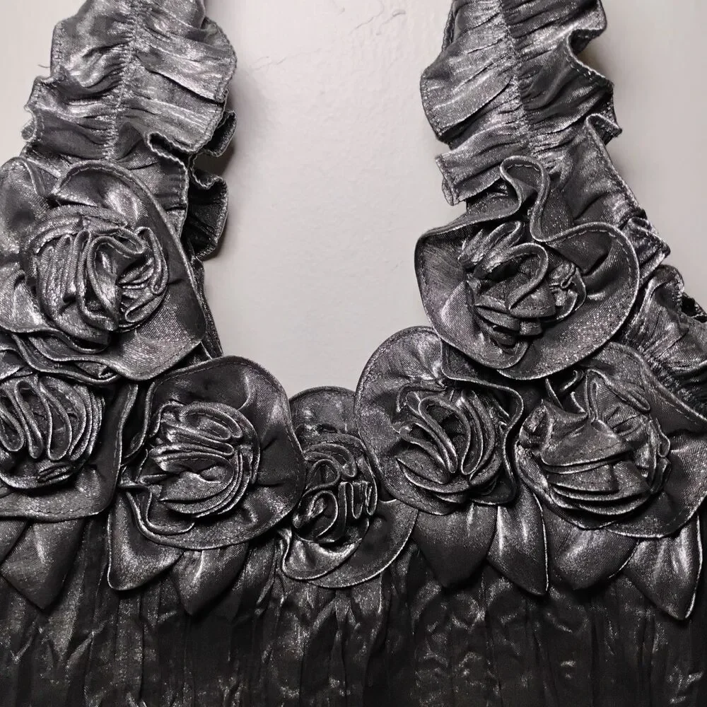 Metallic Crinkled Rose Sack Shoulder Bag Futuristic Space Cadet Coquette Fantasy